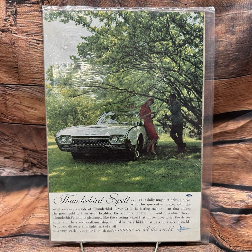 Vintage 1962 Ford Thunderbird Print Ad Thunderbird Spell Coupe Car Art 6.5x10